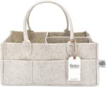Parker Baby Diaper Caddy - Nursery Storage Bin and Car Organizer for Diapers and Baby Wipes - Grey